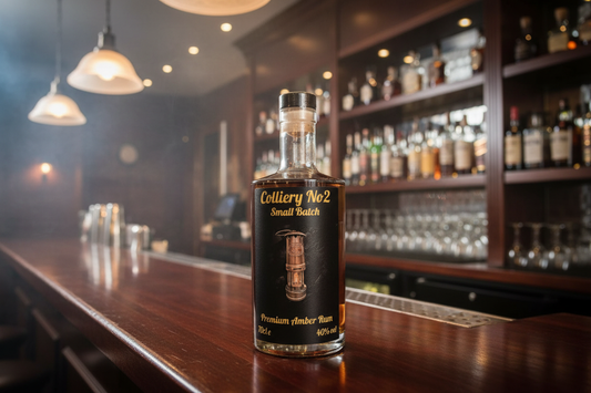 Colliery No2 rum bottle in bar setting